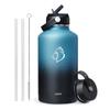 BUZIO Insulated Water Bottle with Straw Lid and Flex Cap, 64oz Double Wall Vacuum Stainless Steel Water Thermo Wide Mouth Lid, Cold for 48 Hrs Or Hot for 24 Hrs Sweat Proof Flask, Indigo Crush view 4