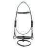 Exion Bling Horse Bridle with Blue Crystal Browband & Designer Flash Noseband | Broad Anatomical Crown with Baby Blue Padding | English Jumping Bridle with Rubber Reins view 1
