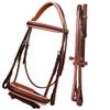 Exion Dressage Bridle for Horse with White Piping  Premium Padded Leather English Bridle with Detachable Flash & Web Reins  Black, Brown  Cob, Full, Pony, Warmblood view 1
