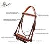Exion Dressage Bridle for Horse with White Piping  Premium Padded Leather English Bridle with Detachable Flash & Web Reins  Black, Brown  Cob, Full, Pony, Warmblood view 4