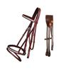 ExionPro Exion English Jumping Bridle with Flash  Anatomical Padded Crownpiece & SS Clincher Studded Browband  Premium Leather Horse Bridle with Contrast Stitching & Rubber Reins view 1