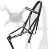Exion Premium English Leather Figure 8 Bridle with Silver Clincher Noseband & Browband | Soft Padded Anatomical Crown Piece | Rubber Reins | Adjustable Fit | Jumping, Hunter, Eventing view 2
