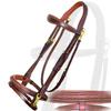 Exion Quick Change Snap English Bridle with Brass Hardware  Soft Lined Anatomical Horse Bridle with Rubber Reins  Snap-On Crown & Cheekpiece  Gold Tone Buckles  Padded Jumping Tack Set view 1