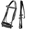 Exion Dressage Bridle for Horse with White Piping  Premium Padded Leather English Bridle with Detachable Flash & Web Reins  Black, Brown  Cob, Full, Pony, Warmblood view 1