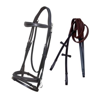 Exion Quick Change Snap English Bridle for Horses Soft Lined Anatomical Jumping Bridle with Rubber Reins Snap-On Crown & Cheekpiece Wave Padded Browband & Raised Noseband Horse Tack Set
