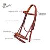 Exion Twin Designer Fancy Stitched Snaffle Horse Noseband & Browband with Mono Crownpiece Leather Bridle with Rubber Reins | English Horse Tack (VT Leather (Advanced Rider)-Over, Oak Brown) view 4