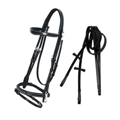Exion Quick Change Snap English Bridle for Horses Soft Lined Anatomical Jumping Bridle with Rubber Reins Snap-On Crown & Cheekpiece Wave Padded Browband & Raised Noseband Horse Tack Set