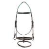 Exion Bling Horse Bridle with Blue Crystal Browband & Designer Flash Noseband | Broad Anatomical Crown with Baby Blue Padding | English Jumping Bridle with Rubber Reins view 1