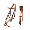 Exion Jumping Horse Bridle | Anatomical Figure 8 Bridle with Fancy Stitching & Padded Grackle Noseband | Rubber Grip Reins & SS Hadrware | English Tack for Equestrian Show & Training view 1