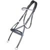Exion Fancy Square Raised Bitless Leather Bridle with Crystal Diamond Brow Band and Stainless Steel Buckles | Equestrian Show Jumping Padded Bridle| English Horse Riding Premium Tack view 2