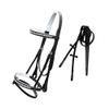 Exion White Shine Blings & Browband & Snaffle Bling Noseband & White Soft Lined Padded Bridle & Rubber Reins. | Browbands with Bling | Bling Browbands | English Tack for Horses view 1