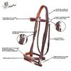 Exion Quick Change Snap English Bridle  Anatomical Poll Relief Jumping Bridle with Rubber Reins  Stainless Steel Fittings  Padded Wave Browband  Pony, Cob, Full, Extra Full view 4