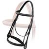 Exion English Hunter Bridle with Designer Stitched Browband & Hunter Noseband  Anatomical Mono Crownpiece, Padded Noseband, Rubber Reins  Horse, Cob, Pony, Oversize  Black, Havana, Oak Brown view 2