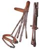 Exion Anti Pressure Cutback Crown Piece Soft Lined Browband and Crank Noseband Dressage Leather Bridle and Hand Stopper Leather Reins | Royal Dressage Bridle for Horses view 1