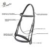 Exion English Hunter Bridle with Designer Stitched Browband & Hunter Noseband  Anatomical Mono Crownpiece, Padded Noseband, Rubber Reins  Horse, Cob, Pony, Oversize  Black, Havana, Oak Brown view 4