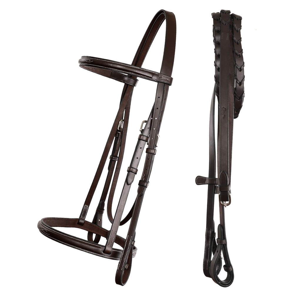 Exion Hunter Bridle with Laced Reins Fancy Stitched English Snaffle Bridle | Premium Leather Hunter Jumper Bridle with Stainless Steel Hardware | Perfect for Schooling, Training & Show Ring