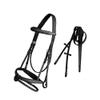 Exion Comfort Soft Lined Snaffle Hunter Jumping Bridle with Detachable Flash & Rubber Reins | Anatomical English Bridle for Horses (Black, Pony) view 1