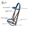 Exion Bling Bridle for Horses White & Dark Blue Bling Crystals Browband & Snaffle Noseband with Dark Blue Calf Padding & Rubber Reins | English Jumping Bling Bridle for Horses view 4