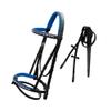 Exion Bling Bridle for Horses White & Dark Blue Bling Crystals Browband & Snaffle Noseband with Dark Blue Calf Padding & Rubber Reins | English Jumping Bling Bridle for Horses view 1