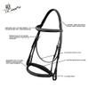 Exion English Hunter Bridle with Designer Stitched Browband & Hunter Noseband  Anatomical Mono Crownpiece, Padded Noseband, Rubber Reins  Horse, Cob, Pony, Oversize  Black, Havana, Oak Brown view 4