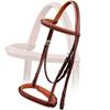 Exion English Hunter Bridle with Designer Stitched Browband & Hunter Noseband  Anatomical Mono Crownpiece, Padded Noseband, Rubber Reins  Horse, Cob, Pony, Oversize  Black, Havana, Oak Brown view 2