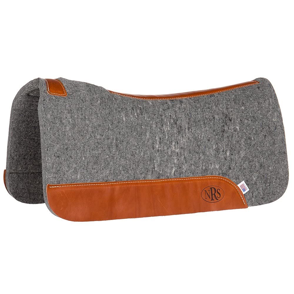 Mustang NRS Tack Manufacturing Co. 100% Pressed Wool Contoured Saddle Pad Grey 32in x 31in x 1in