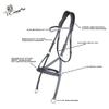 Exion Fancy Square Raised Bitless Leather Bridle with Crystal Diamond Brow Band and Stainless Steel Buckles | Equestrian Show Jumping Padded Bridle| English Horse Riding Premium Tack view 4