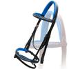 Exion Dark Blue Bling Browband & Snaffle Noseband Bling Bridle with Dark Blue Lined Crown Piece & Rubber Reins. | Browbands with Bling | Bling Browbands (Black, Full) view 2