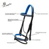 Exion Dark Blue Bling Browband & Snaffle Noseband Bling Bridle with Dark Blue Lined Crown Piece & Rubber Reins. | Browbands with Bling | Bling Browbands (Black, Full) view 4