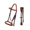 Exion English Hunter Bridle with Designer Stitched Browband & Hunter Noseband  Anatomical Mono Crownpiece, Padded Noseband, Rubber Reins  Horse, Cob, Pony, Oversize  Black, Havana, Oak Brown view 1