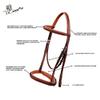 Exion English Hunter Bridle with Designer Stitched Browband & Hunter Noseband  Anatomical Mono Crownpiece, Padded Noseband, Rubber Reins  Horse, Cob, Pony, Oversize  Black, Havana, Oak Brown view 4