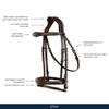 Exion Horse English Jumping Flash Bridle with Ergonomic Crownpiece, Soft Padded Anatomical Snaffle Noseband & Rubber Reins (Black, Full) view 2