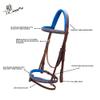 Exion Dark Blue Bling Browband & Snaffle Noseband Bling Bridle with Dark Blue Lined Crown Piece & Rubber Reins. | Browbands with Bling | Bling Browbands (Havana, Cob) view 4