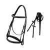 Exion English Hunter Bridle with Designer Stitched Browband & Hunter Noseband  Anatomical Mono Crownpiece, Padded Noseband, Rubber Reins  Horse, Cob, Pony, Oversize  Black, Havana, Oak Brown view 1