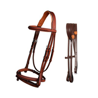 ExionPro Exion English Hunter Jumping Bridle for Horses with Removable Flash Soft Yet Strong Rubber Reins | Royal Hunter Bridle | English Bridle for Horses