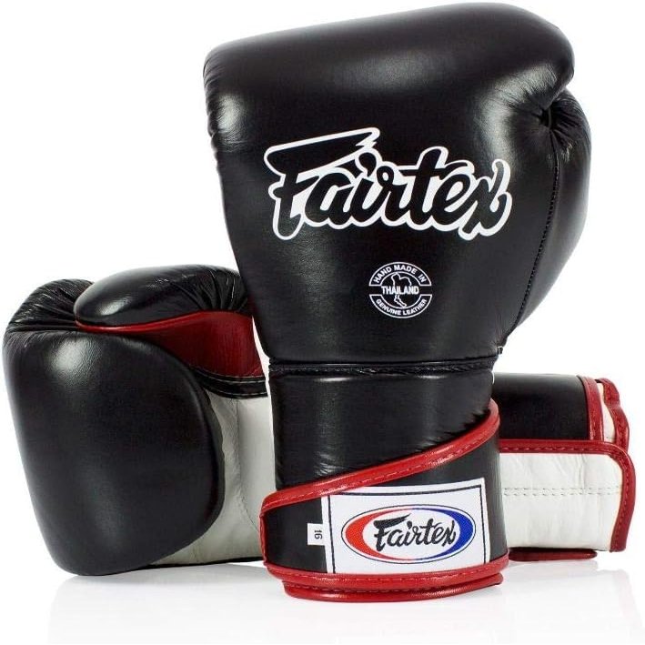 Fairtex BGV6 Angular Gloves: Premium Synthetic Leather Construction | Unique Design, Locked Thumb |Multi-Layer Padding |Ideal for Boxing, MMA, Kickboxing & More(Black/White/Red/14oz)