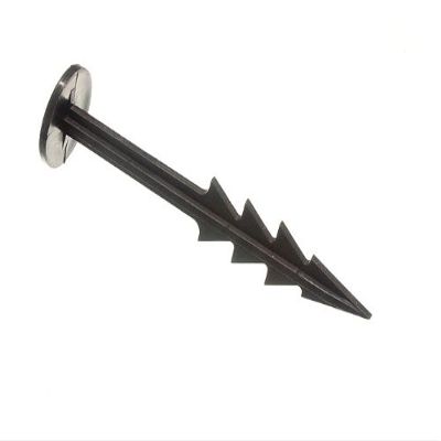 10 x Black Plastic Large Easy Push IN GROUND PEGS