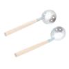 Vbest life 2pcs Winter Fishing Skimmer Silver Wooden Handle Ice Fishing Skimmer Portable Toothed Ice Fishing Scoop view 2