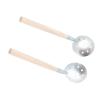 Vbest life 2pcs Winter Fishing Skimmer Silver Wooden Handle Ice Fishing Skimmer Portable Toothed Ice Fishing Scoop view 3