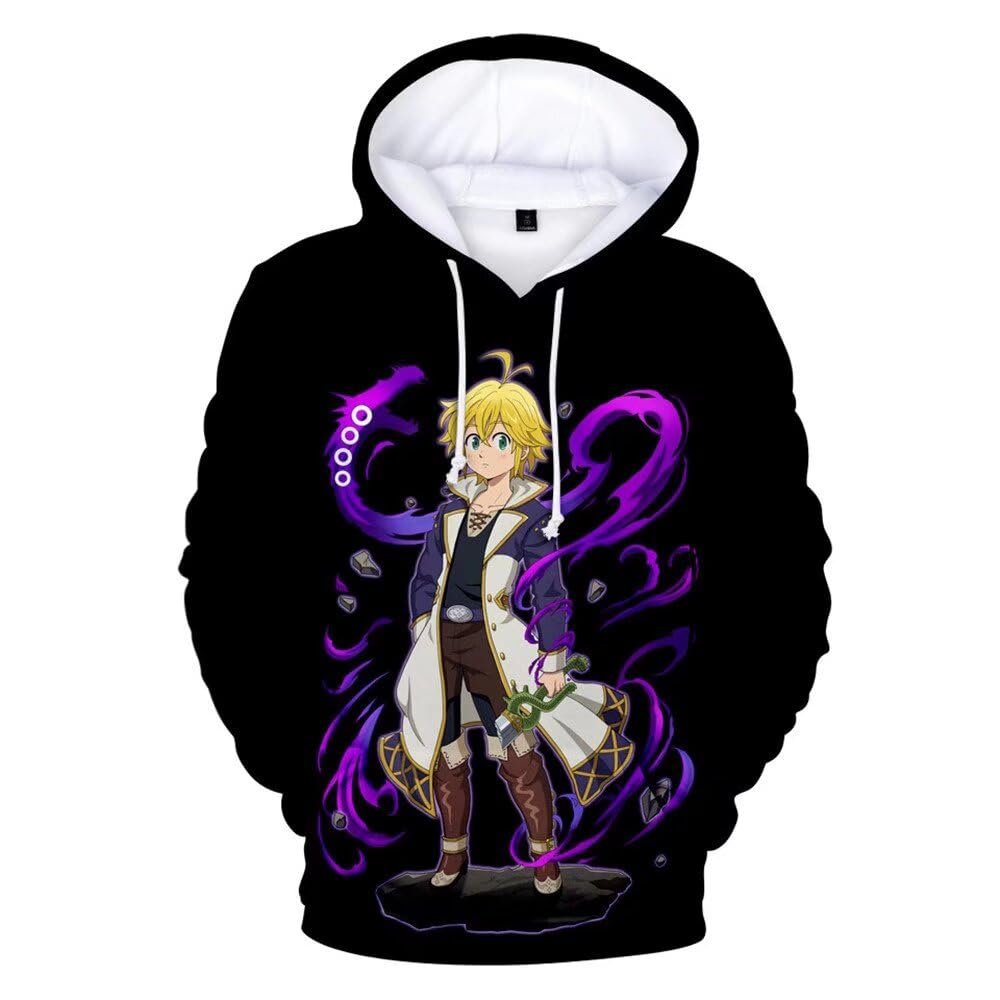 CHLOBLOM Meliodas Cosplay Costume Anime Hoodie Hooded Pullover Sweatshirt (Large, Purple)