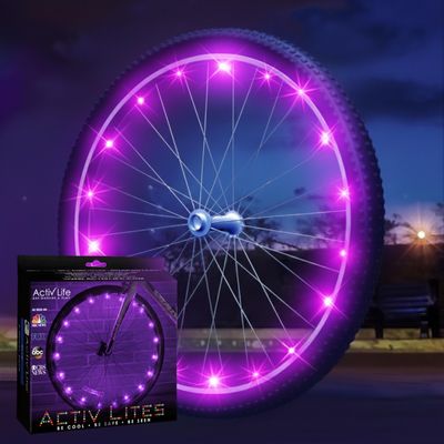 Activ Life LED Bike Wheel Lights with Batteries Included, Get 100% Brighter and Visible from All Angles for Ultimate Safety & Style (1 Tire Pack, Purple)