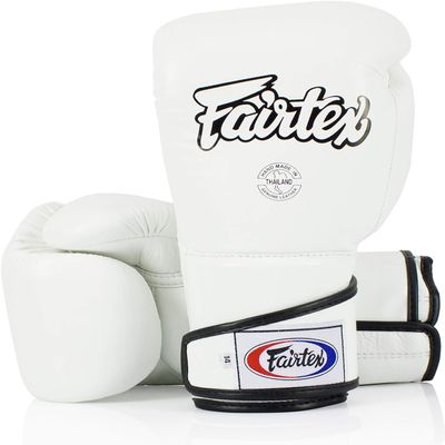 Fairtex BGV6 Angular Gloves: Premium Synthetic Leather Construction | Unique Design, Locked Thumb |Multi-Layer Padding |Ideal for Boxing, MMA, Kickboxing & More(White/14oz)