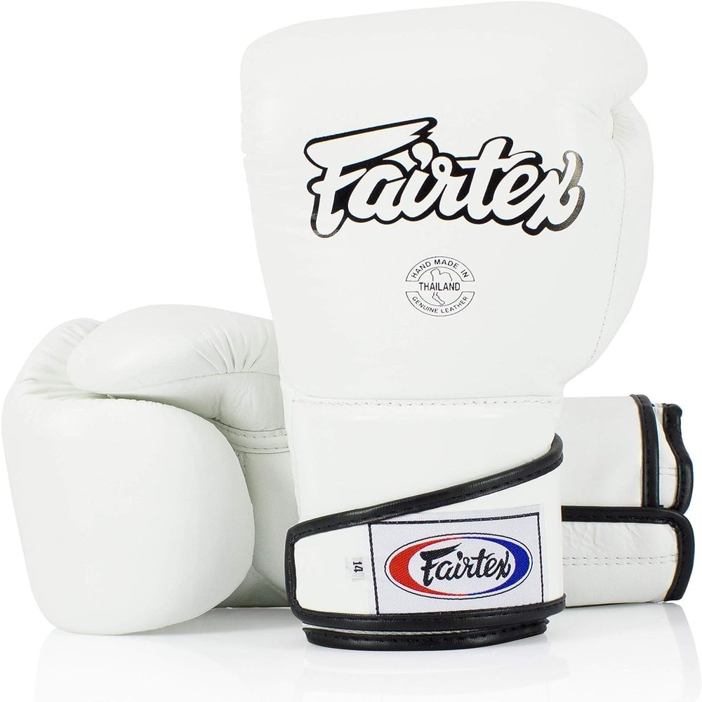 Fairtex BGV6 Angular Gloves: Premium Synthetic Leather Construction | Unique Design, Locked Thumb |Multi-Layer Padding |Ideal for Boxing, MMA, Kickboxing & More(White/14oz)