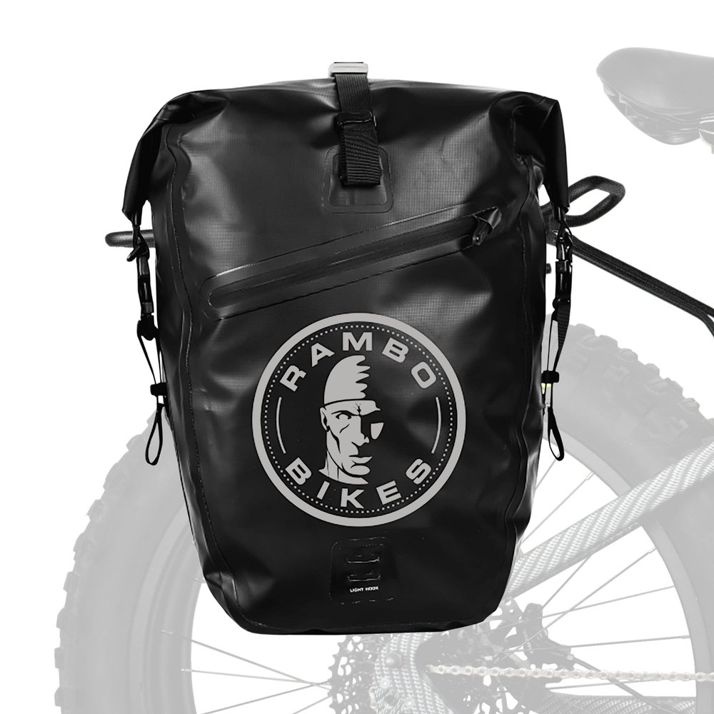 Rambo Bikes Waterproof Bag - 27L Capacity Pannier Bike Bag - Durable and Multifunctional Bike Storage Saddle Bag - Waterproof and Wear-Resistant Double Coated PVC - Secure and Easy Attach System