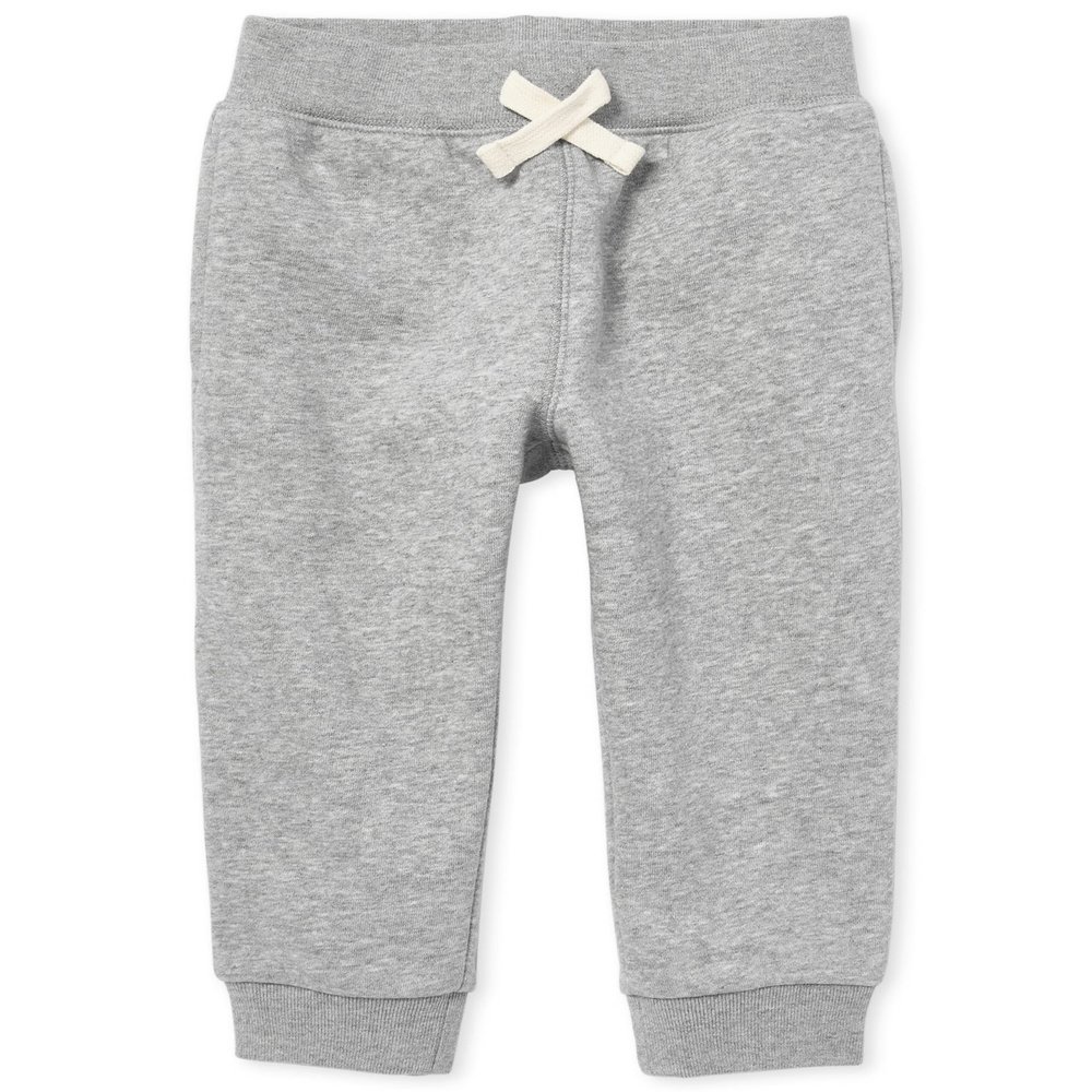 The Children's Place Baby Toddler Boys Active Fleece Jogger Pants, Smoke Gray Single, 2T
