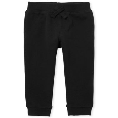 The Children's Place Baby Toddler Boys Active Fleece Jogger Pants, Black Single, 2T