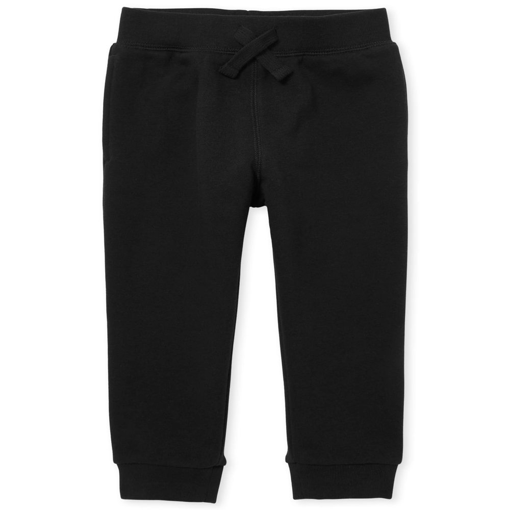 The Children's Place Baby Toddler Boys Active Fleece Jogger Pants, Black Single, 2T
