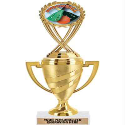 Crown Awards Broomball Trophy, 11" Gold Cup Broomball Trophies with Engraving Included, 5 Pack Prime
