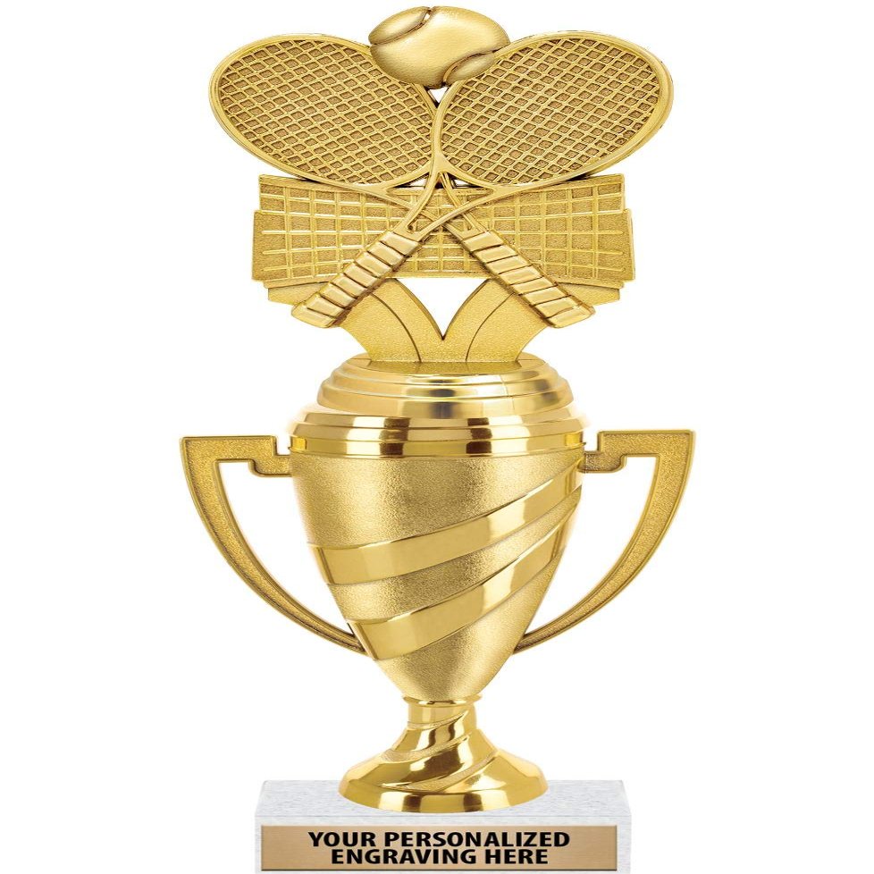 Crown Awards Tennis Trophy, 11" Gold Cup Tennis Player Trophies with Engraving Included, 10 Pack