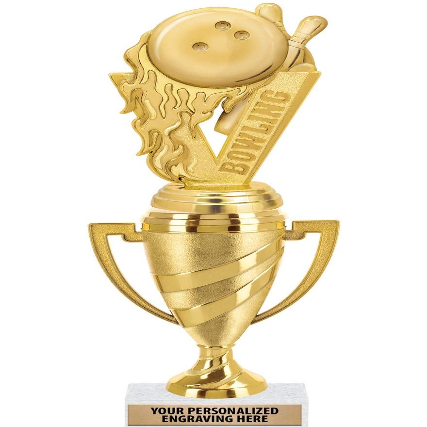 Crown Awards Bowling Trophy, 11" Gold Cup Bowling Tournament Trophies with Engraving Included, 10 Pack Prime